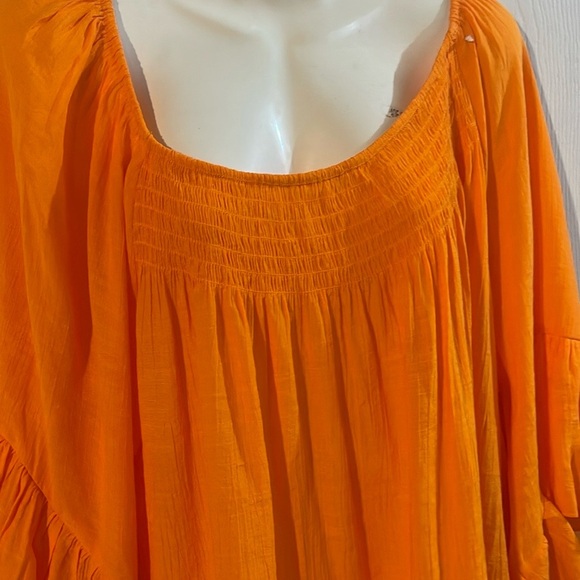Cato Bright Orange Ruffle Sleeve Blouse - Picture 3 of 7